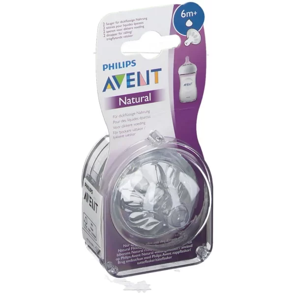 Avent Lot de 2 Tétines Natural 6mois+ (Débit liquides épaissis)