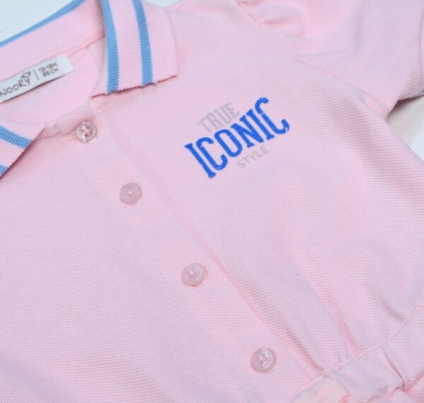 Combinaison courte en piqué rose 100% coton à taille élastique