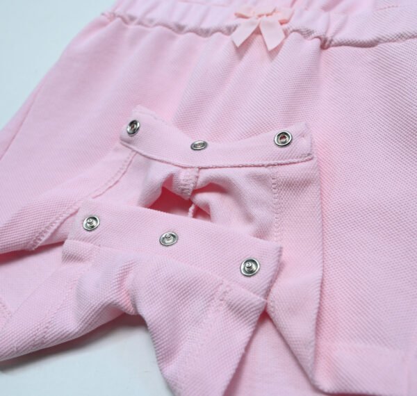 Combinaison courte en piqué rose 100% coton à taille élastique