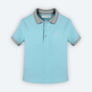 T-shirt polo en piqué 100% coton à col chemisier et broderie