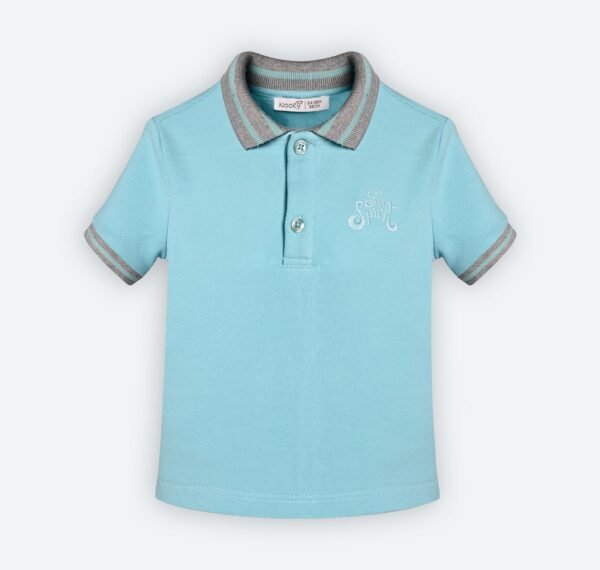 T-shirt polo en piqué 100% coton à col chemisier et broderie