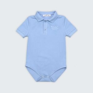 Polo body en piqué 100% coton à col chemisier et broderie