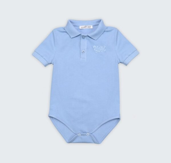 Polo body en piqué 100% coton à col chemisier et broderie