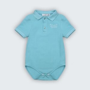 Polo body en piqué 100% coton à col chemisier et broderie