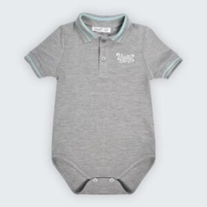 Polo body en piqué 100% coton à col chemisier et broderie