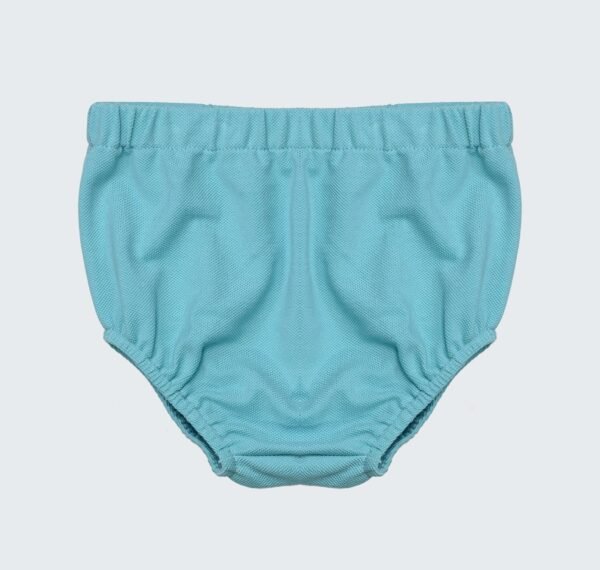 Robe verte à col chemisier en piqué 100% coton avec bloomer