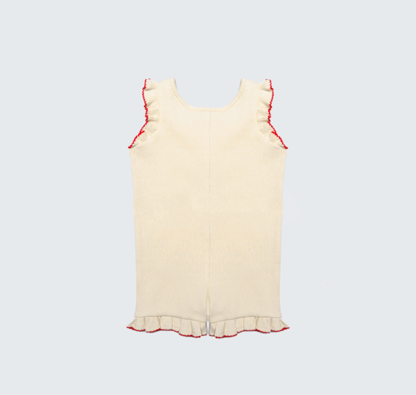 Barboteuse à bretelles avec col rond