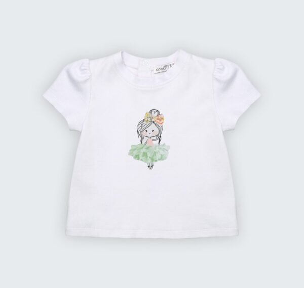 Ensemble T-shirt en jersey blanc 100% coton avec jupe culotte