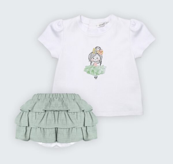 Ensemble T-shirt en jersey blanc 100% coton avec jupe culotte