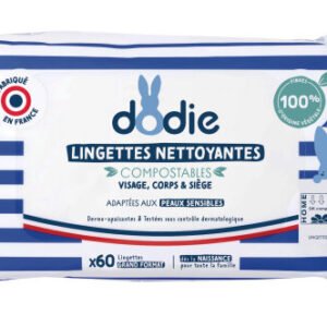 Dodie Lingettes Nettoyantes Compostables 3-En-1 Peaux Sensibles 60 Pièces