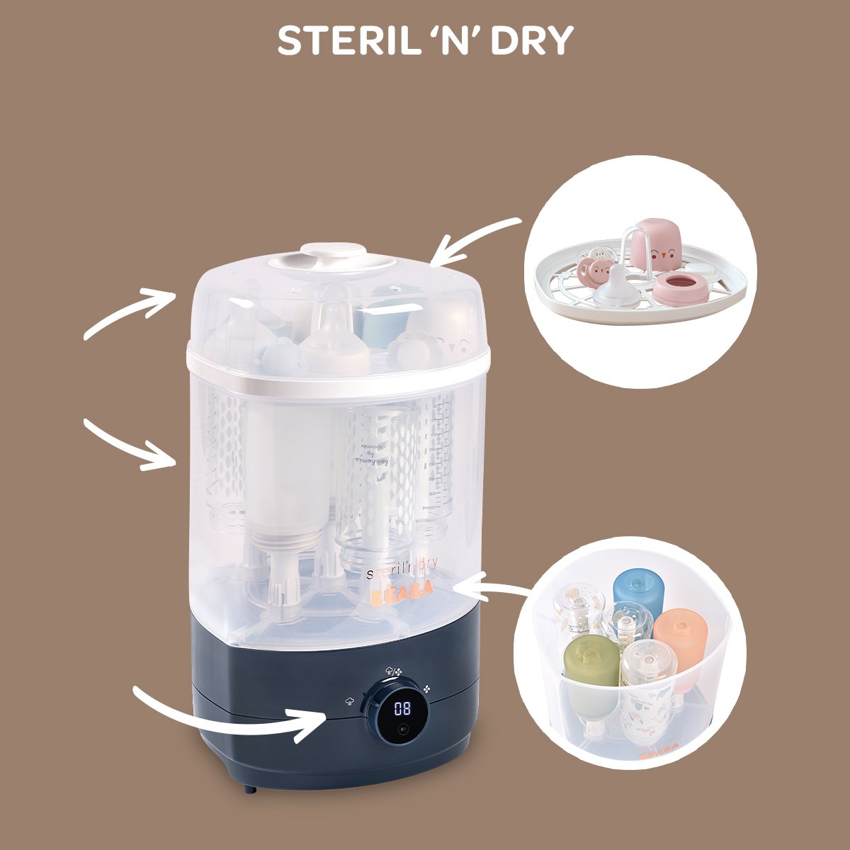 Béaba Stérilisateur séchant 2 en 1 Steril N Dry - Night blue