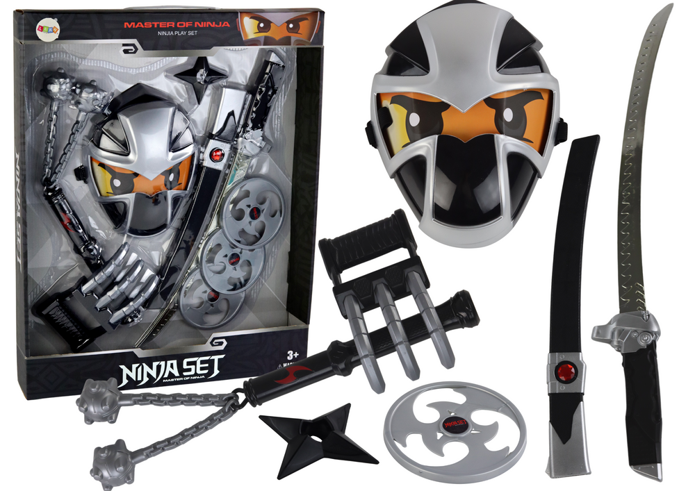 Jeu de guerriers Ninja avec masque, épée et accessoires