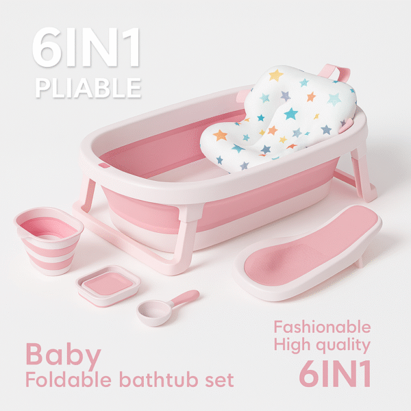 Baignoire Pliable pour Bébé avec Thermomètre – 6 en 1