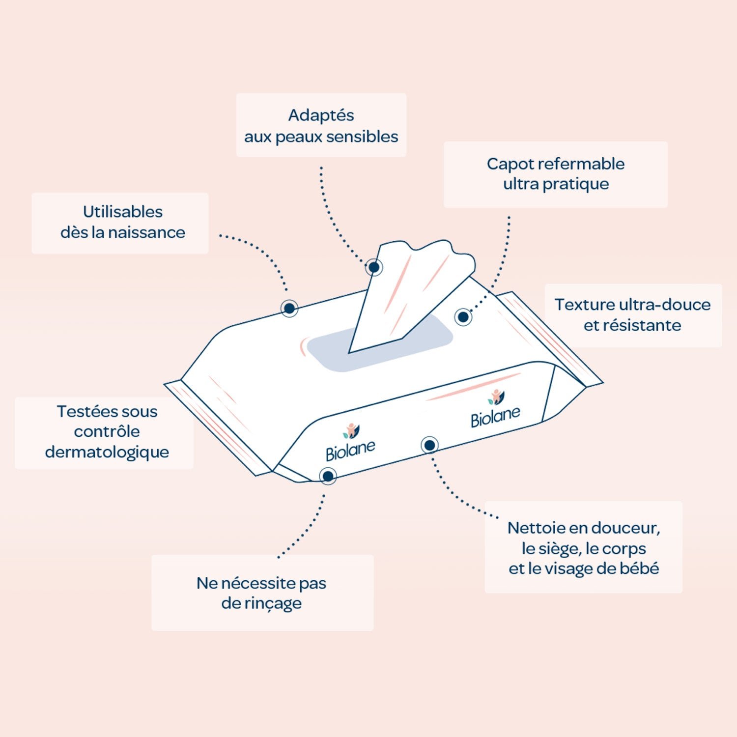 biolane Lingettes épaisses H2o